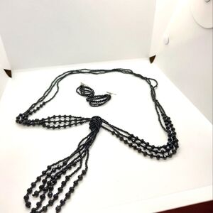 Beaded Black necklace and earrings